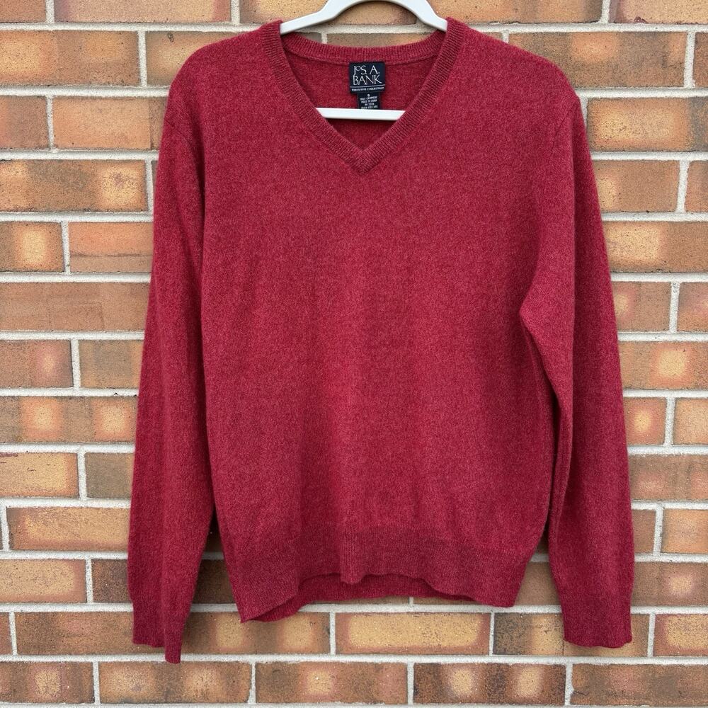 Joseph A Bank Mens Sweater Small Red V Neck Cashmere